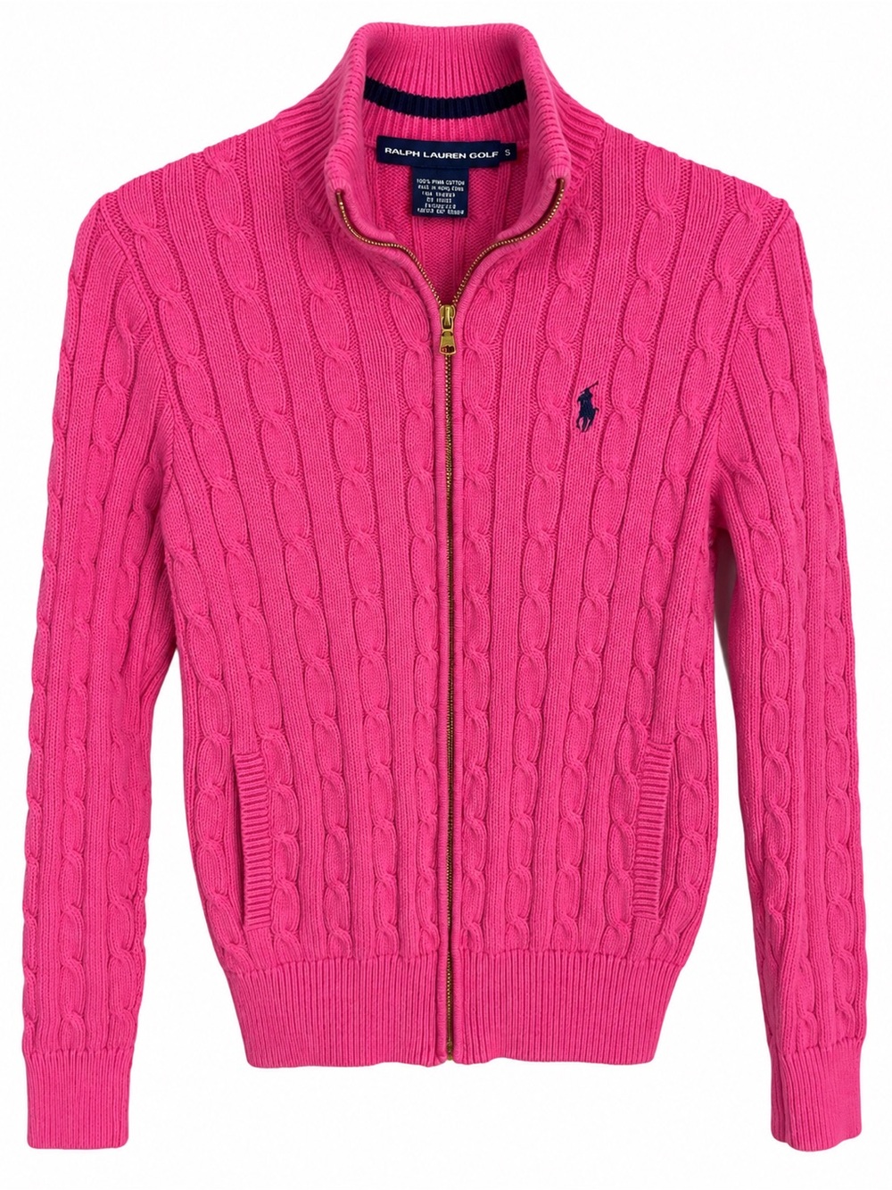Ralph Lauren Golf Pink Cable-Knit Zip Sweater women’s size small